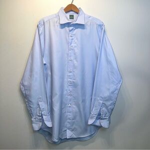 SID MASHBURN Mens DRESS SHIRT BLUE Pinpoint Cotton Chest Size 48"